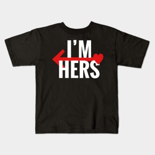 I'm Hers LEFT Arrow Black Couple Matching Kids T-Shirt